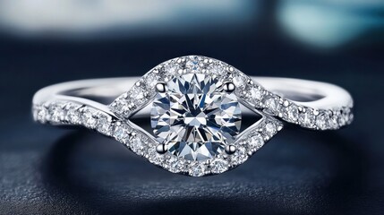 A luxurious diamond ring with a vintage-inspired design shines against a dark background, exuding timeless charm.