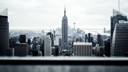 Fototapeta premium Elegant A cluster of wind turbines overlooking a bustling city skyline representing clean energy powering urban areas rare wind turbines urban sustainability 