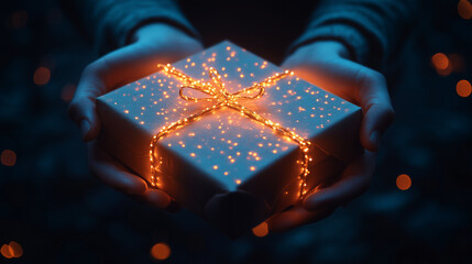 Virtual platform for selling goods between individuals: one person sending a product to another. Bright lighting, contrast