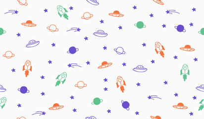 Cute cartoon space pattern background vector design
