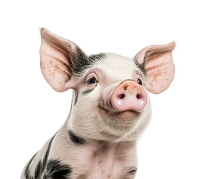 Isolated Black and White Spotted Pig Face