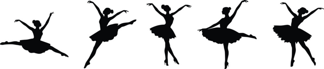 Ballerina silhouette ballet dance poses, silhouette ballerina dancer. Generative ai