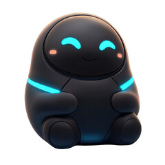 Cute Mini ai robot isolated on transparent background