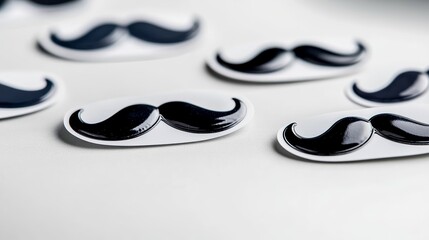 Elegant A fake mustache sticker sheet with multiple designs displayed on a comical Mustaches for Every Mood package rare humor themed props playful disguise 