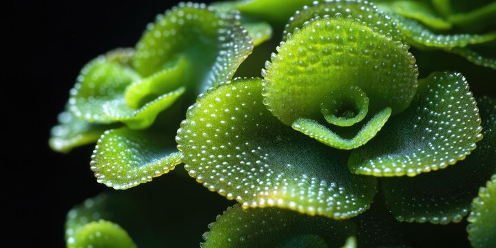 Closeup of cnidoscolus chayamansa with vibrant green leaves and dewdrops illuminated by soft summer light against a dark background