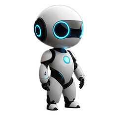 Cute Mini ai robot isolated on transparent background