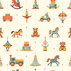 Fototapeta premium Seamless pattern of vintage toy
