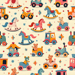 Fototapeta premium Seamless pattern of vintage toy