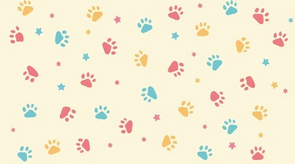 Colorful paw print pattern background for pets creative design playful environment fun concept