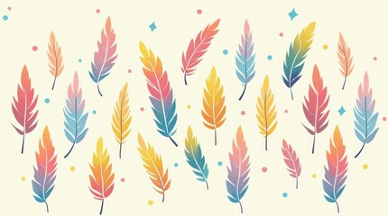 Vibrant leaf pattern background digital artwork colorful nature elements artistic design creative environment