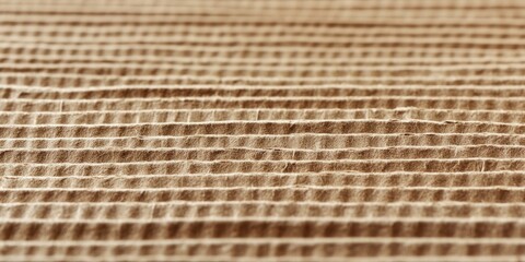 Closeup view of textured corrugated cardboard in warm brown tones with deep grooves and ample negative space for customization or text placement