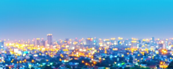 Fototapeta premium Stunning Night Cityscape Blurred Lights and Urban Panorama