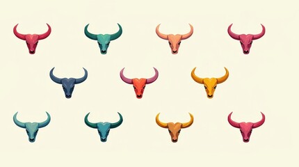 Fototapeta premium Colorful bulls pattern background art abstract decor modern style vibrant atmosphere creative concept