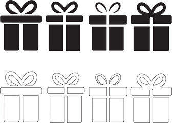 Present gift box icon collection Vector isolated elements