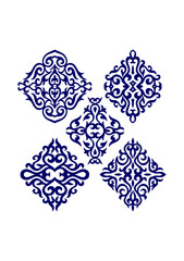 Oriental rhombus ornaments, four type 