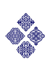 Oriental rhombus ornaments, four type 