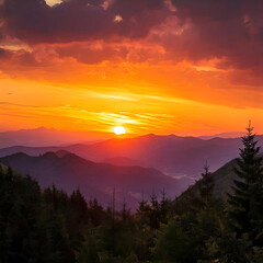 sunset over the mountains