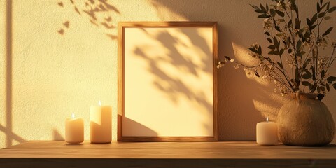 Fototapeta premium White frame with a shadow on it