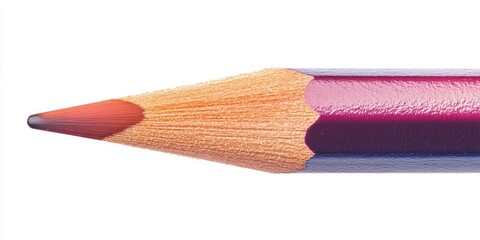Fototapeta premium Color pencil with a sharp point showing vibrant red and purple hues, positioned diagonally against a clean white background.