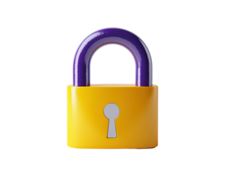 Isolated Yellow and Purple Padlock