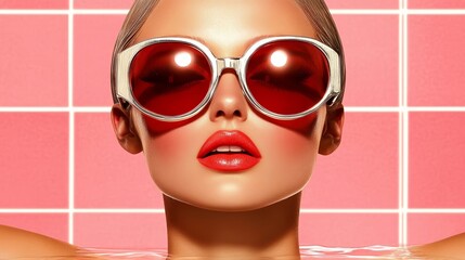 Elegant Luxurious poolside scene where an elegant guest accidentally drops their designer sunglasses into the water rare Awkward Moments Day resort mishap 