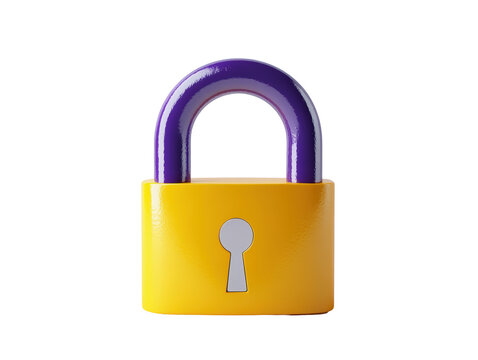 Isolated Yellow and Purple Padlock