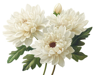 Isolated White Chrysanthemum Flowers