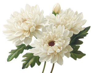 Isolated White Chrysanthemum Flowers