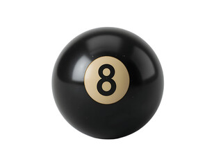 Black billiard ball with number eight, cut out