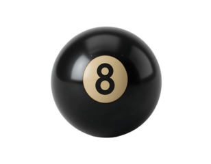 Black billiard ball with number eight, cut out