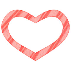 Abstract Stripes Heart frame outline watercolor illustration PNG for decoration