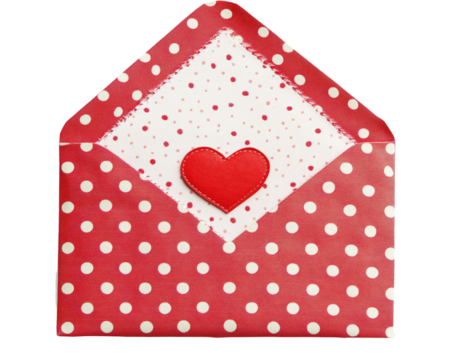 Isolated Red Polka Dot Envelope with Heart