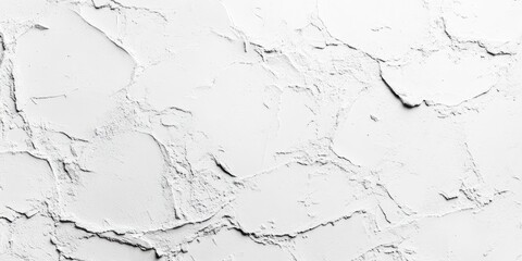 Obraz premium Bright white uneven stucco wall with chaotic plaster texture features intricate patterns and ample copy space in the top left for design use