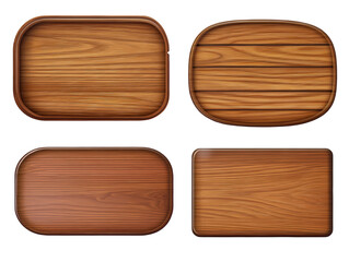 Isolated Four Wooden Sign Boards