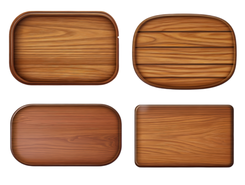 Isolated Four Wooden Sign Boards