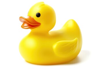 yellow rubber duck on white background