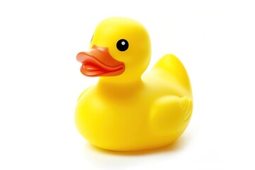 yellow rubber duck on white background