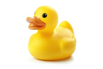 yellow rubber duck on white background