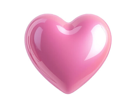 Naklejki Glossy pink heart isolated on transparent background