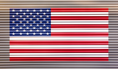 American Flag painted on a Galvanized rusty door 