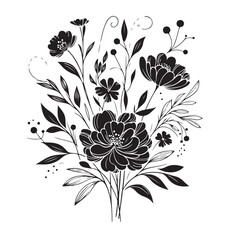Modern Floral Vector Design with Spring Blossoms and Leaves