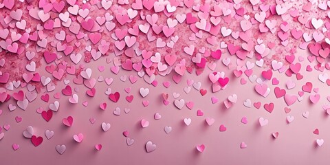 Pink Paper Hearts Confetti Overlay , special day, love,  special day, love