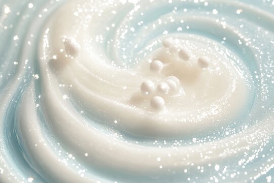 Glossy Blue Glittery Slime With Swirling Patterns Creates an Enchanting Visual Experience in Macro Perspective