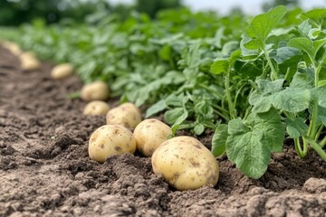 Freshly Harvested Potatoes in the Field