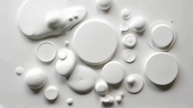 An abstract arrangement of circular white shapes, showcasing texture and minimalism through smooth design and compelling composition.