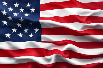 Obraz premium Waving flag of the United States showcasing stars and stripes in vibrant colors