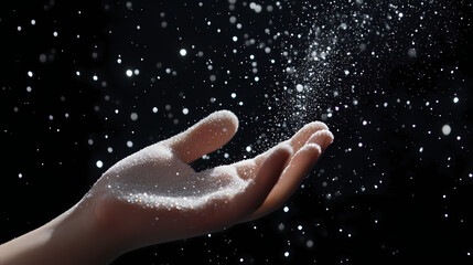 Starry night sky, milky way galaxy with stars and space dust in the universe. Starbright. Illustration