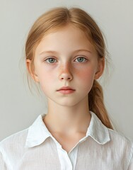 Fototapeta premium ID Photo for Passport : Russian teenager girl 9