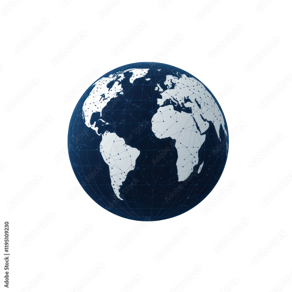 Poster global communication concept with 3d globe showcasing connections, representing unity and technology