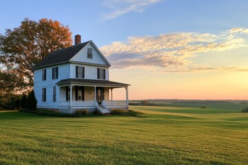 Obraz premium Rustic Farmhouse at Sunrise
